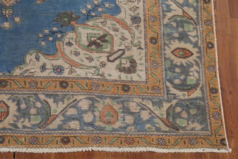 Blue Vintage Overdyed Tebriz Area Rug 6x9 Hand-knotted Wool Living Room Carpet gallery