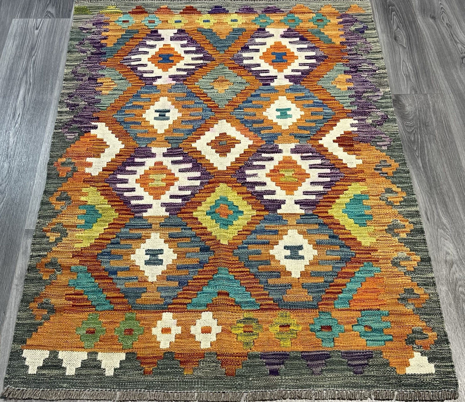 Vintage Kilim Traditional Hand Made Oriental Wool Kilim 5ftx3.2ft 145cmx102cm gallery