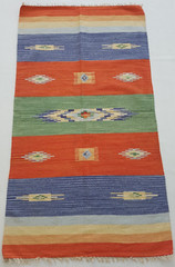 Vintage Handmade Turkish Anatolian Striped Traditional Wool Kiim Rug 157×90 cm