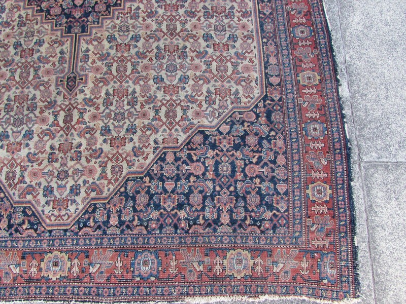 Fine Antique Worn Traditional Hand Made Oriental Blue Red Wool Rug 200x134cm gallery