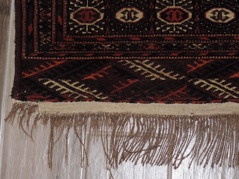 3x6ft. Antique Handmade Tekke Bokharra Wool Rug gallery