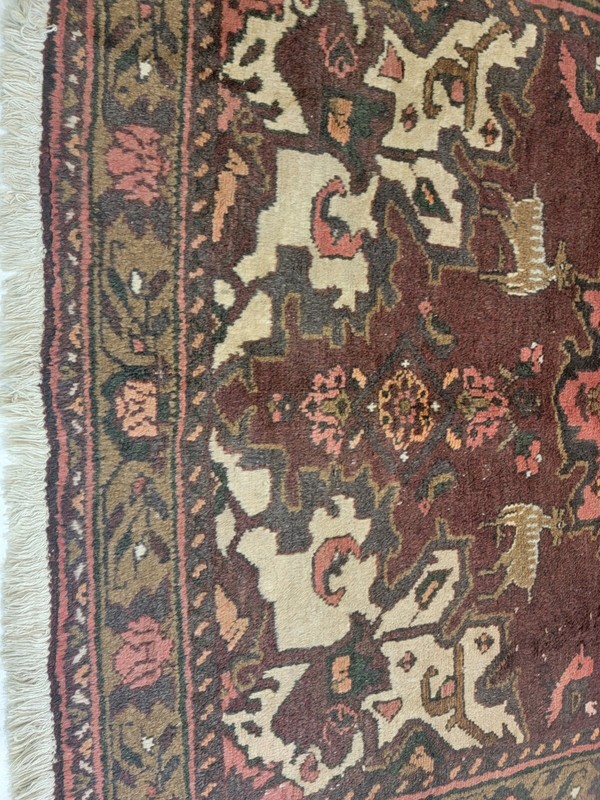 Antique Oriental Hand-Knotted Wool Area Rug Salmon/Burgundy/Green 4'5" x 6'5" gallery