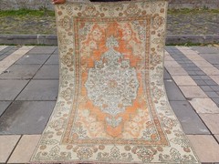 Very Old Kayseri Area Rug 3.31 x 5.12 ft , Handmade 3×5 Kitchen Rug 101 x 156 cm