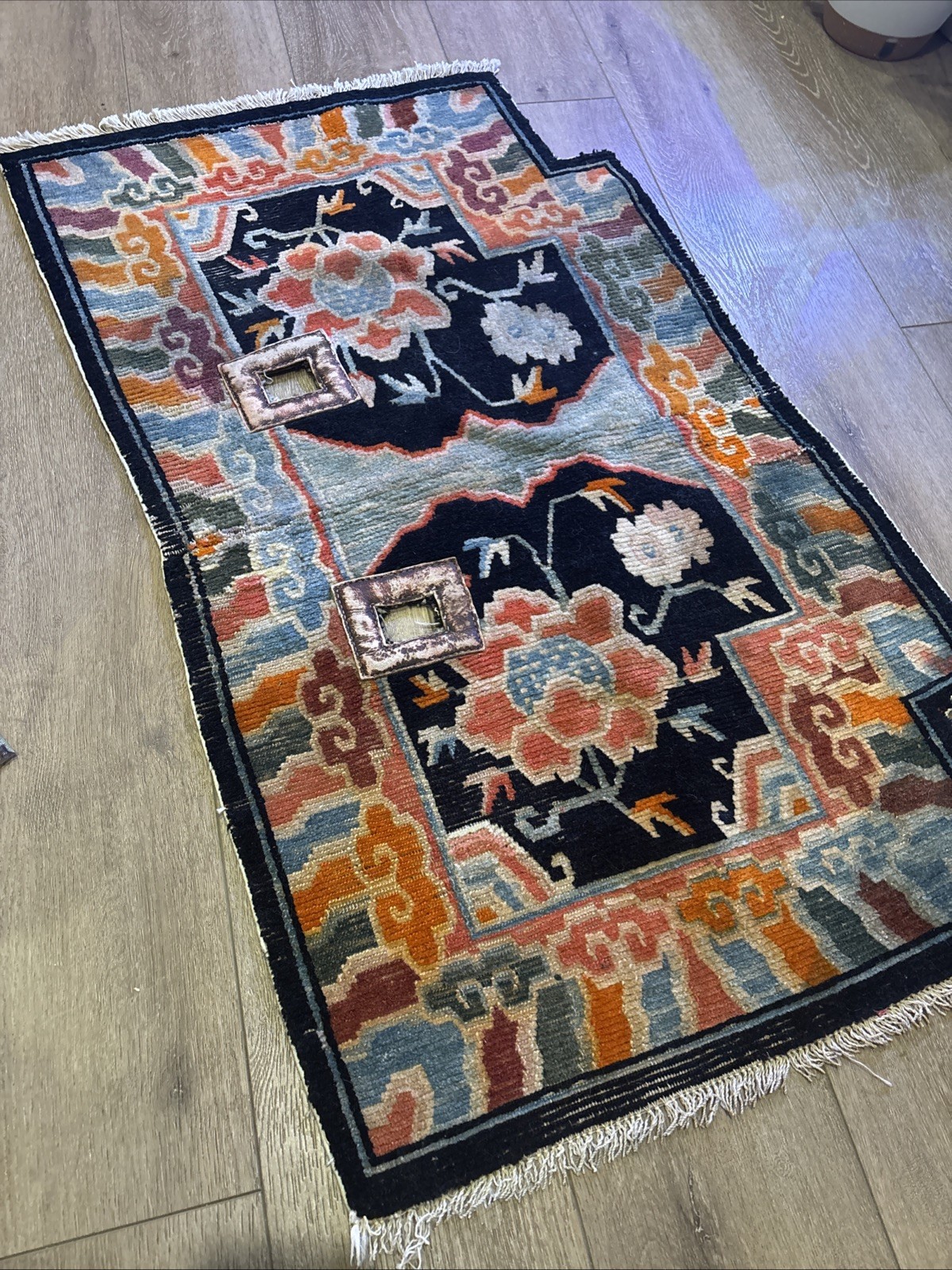 Late 1800’s Piece Hand Made TIBETAN HORSE SADDLE RUG Antique gallery