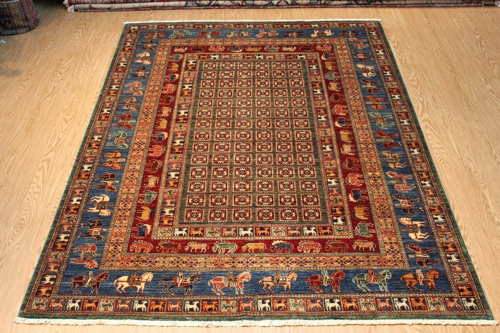 _HAND-MADE_RUG_FINE-QUALITY_ 10X7 FT. Gabba Design Natural Wool Pictorial Rug