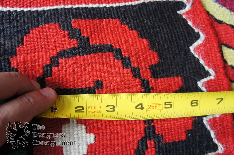 Semi Antique 4'9" x 7'4" Turkish 100% Wool Kilim Area Rug Mat Red Roses Floral gallery