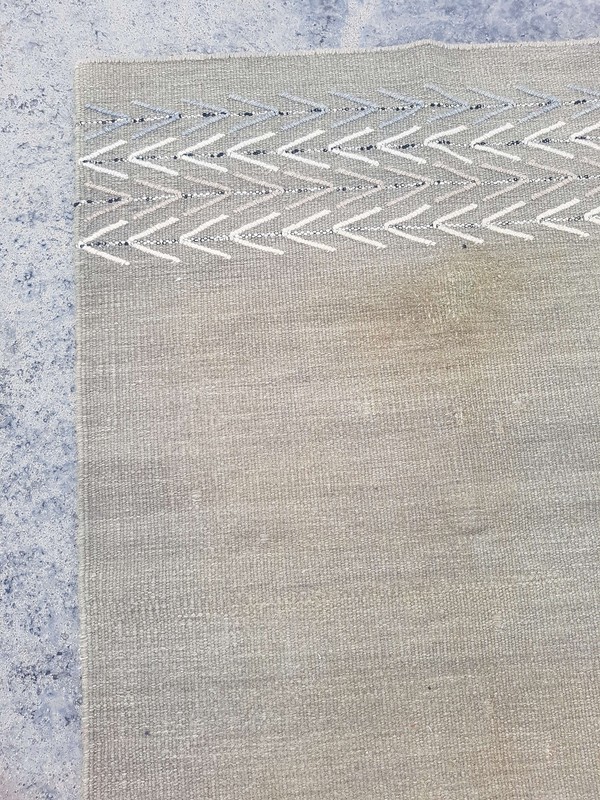 Vintage Handmade Traditional Geometric Green Kilim Floor Rug Carpet 166x121cm gallery