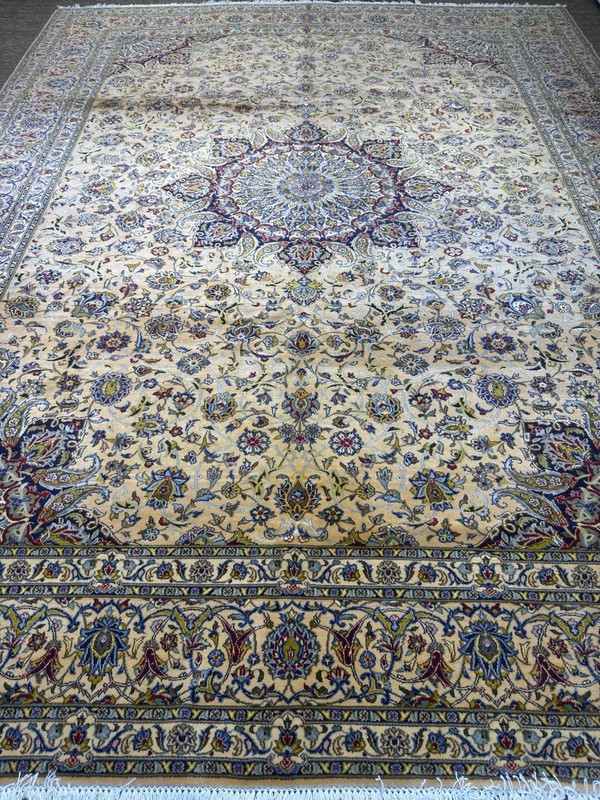 Handmade Silk & Wool Rug 10x13 Ft Fine Hand Knotted Oriental Carpet Used gallery