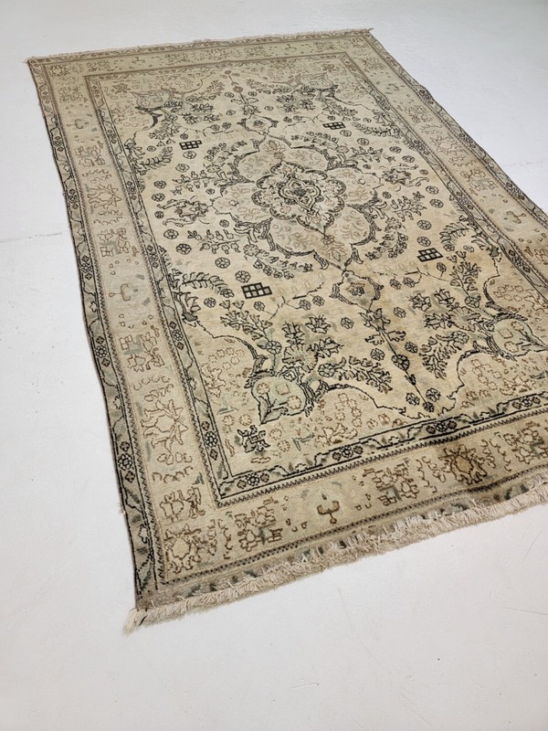 Antique Oriental Hand-Knotted Wool Area Rug Distressed Beige/Green 6'6" x 9'8" gallery