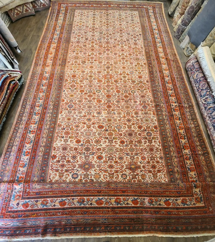 Very large Antique authentic handwoven P Mahal circa 1920s size 11'×22' gallery