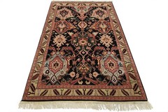 Heriz Rug 5’11” x 8’7” Black Wool Vintage Traditional Hand-Knotted Carpet