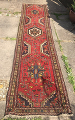 Afghan rug Antique vintage Turkmen Egyptian distressed woven runner 126″ x 28″