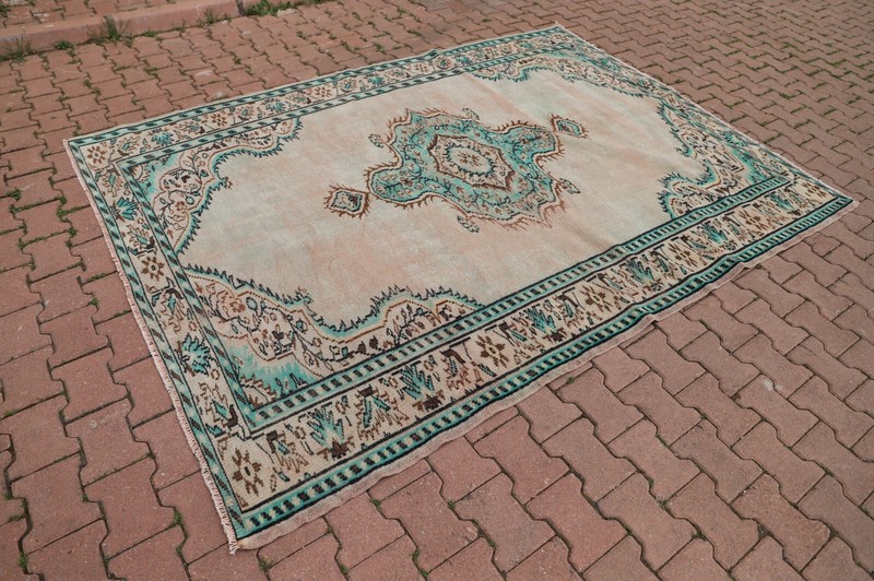 Medallion Area Rug Turkish Hand Knotted Oriental Large Livingroom Carpet 7x9ft gallery