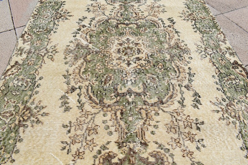 Vintage Turkish Rug 45'' x 81'' Anatolian Hand-knotted Rug Low Pile Oushak Rug gallery