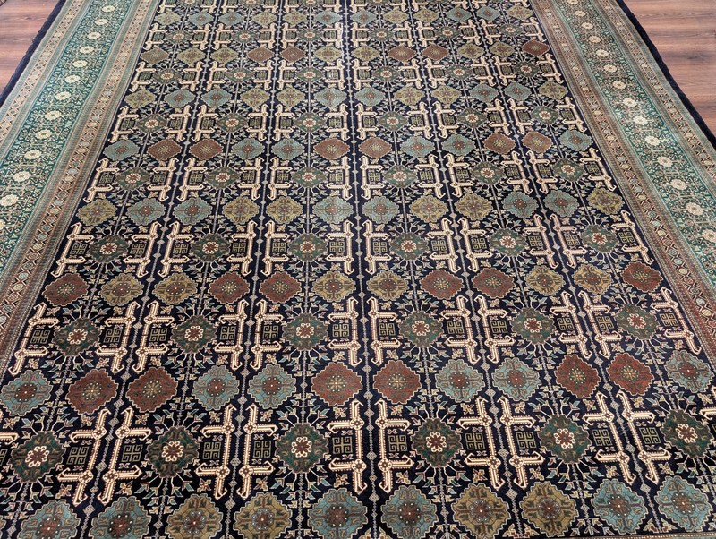 Navy Blue Per'sian Ta'briz Rug 10x12, Fine 360 KPSI, Allover Pattern gallery