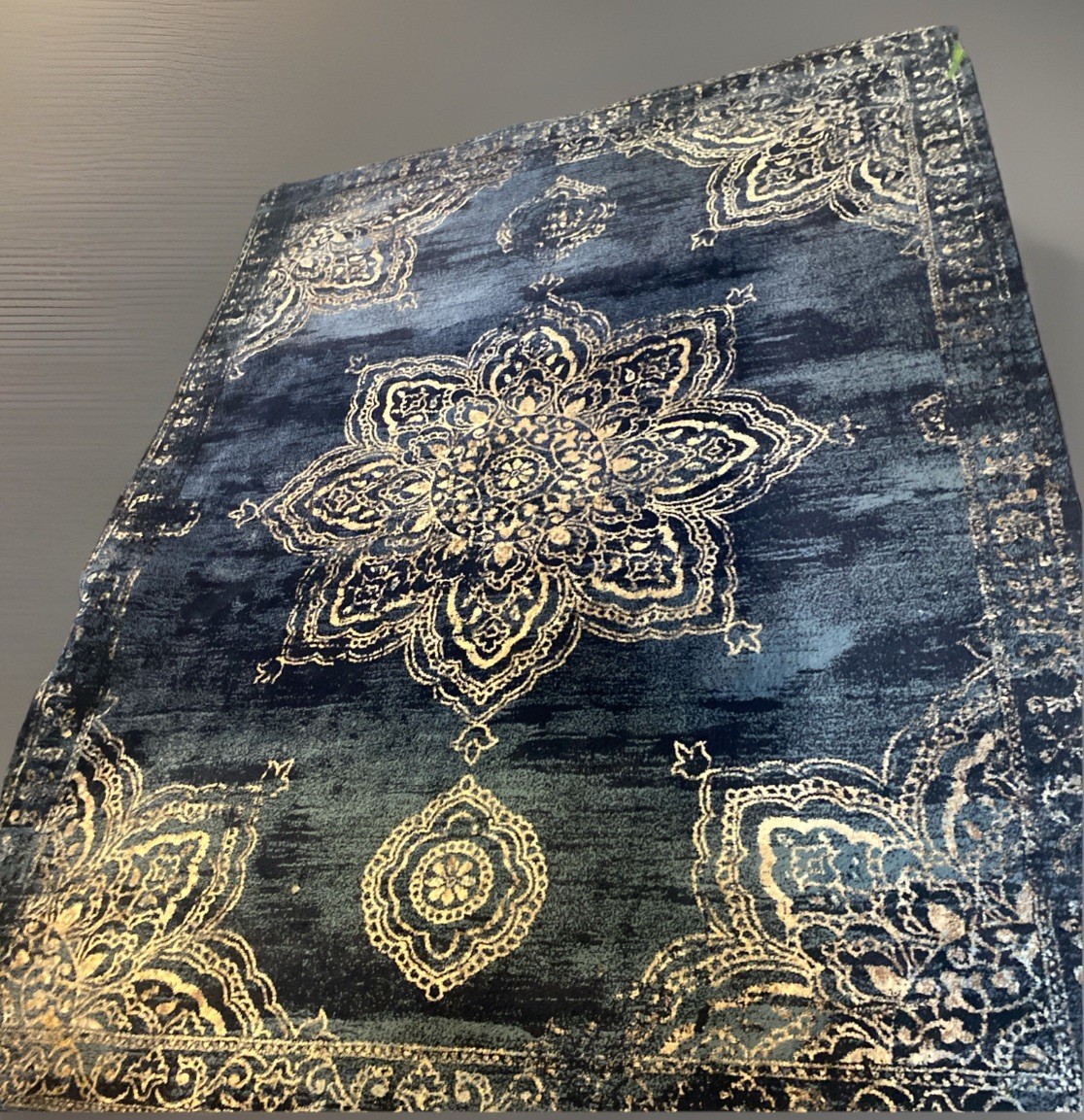 Turkish Rug 7’7” X 10’6” Navy Blue Vintage Carpet Traditional Pattern Clean gallery