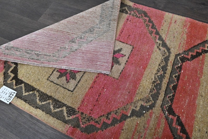 Vintage Turkish Runner Rug 2x10ft PINK Handmade Anatolian Oushak Hallway Wool gallery