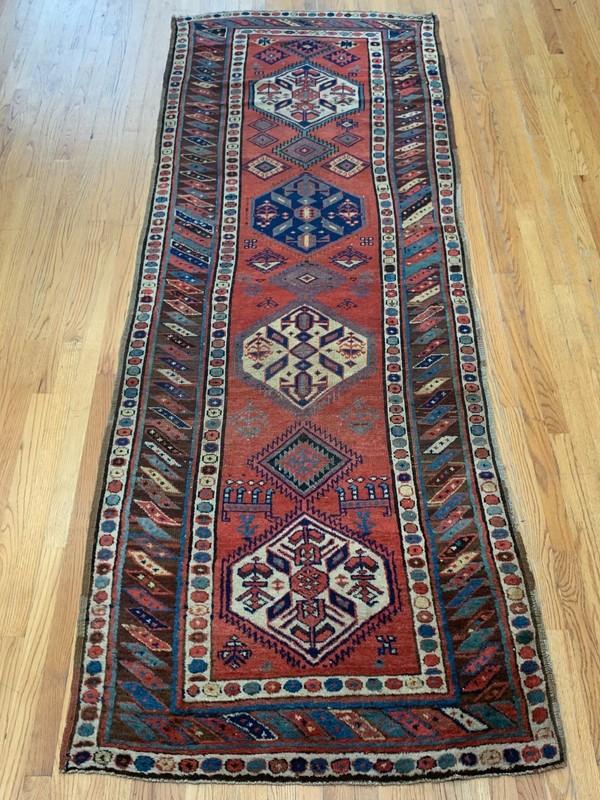 Antique Caucasian Runner 3'7" x 10' Hand-Knotted Wool Tribal Oriental Rug gallery