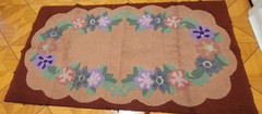 Primitive Antique Vtg American Hand Made Hooked Rug Wool on Burlap 54″ x 30″