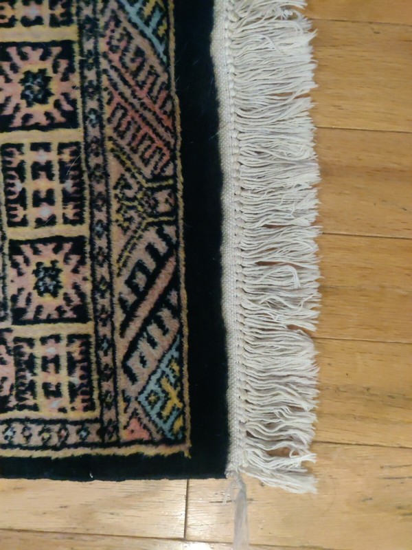 Pakistan Bokhara Rug Excellent condition Mori Weave Navy and Tan Colors gallery