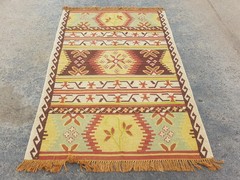Vintage Traditional Handmade Tribal Oriental Muliticolor Wool Kilim Rug 4×2.5 ft