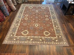 Genuine Hand Knotted Oushak Geometric Area Rug Geometric Carpet 8’9”x12’1”,#65