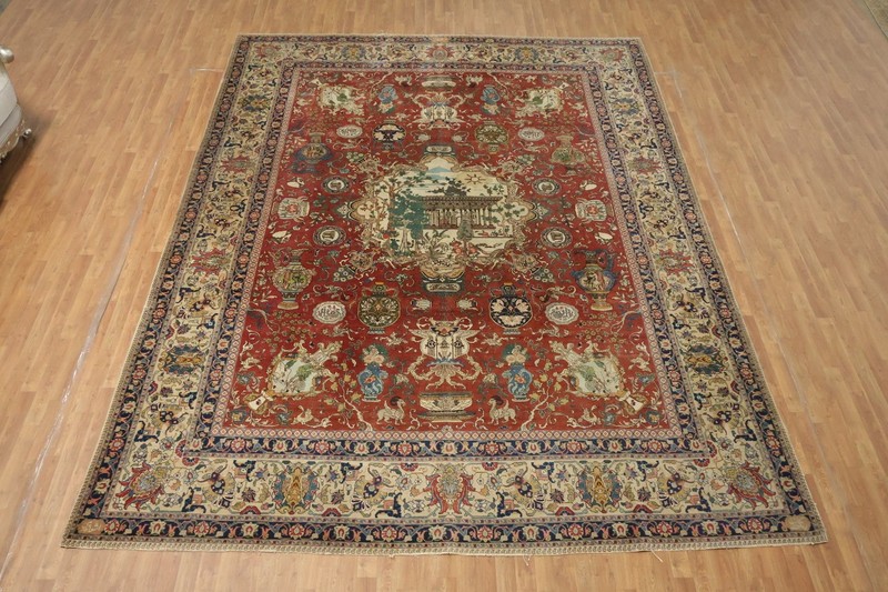 Old Dynasty Pictorial Wool Large Rug 11x15 Ft Hand-Knotted Traditional Wool Rug gallery