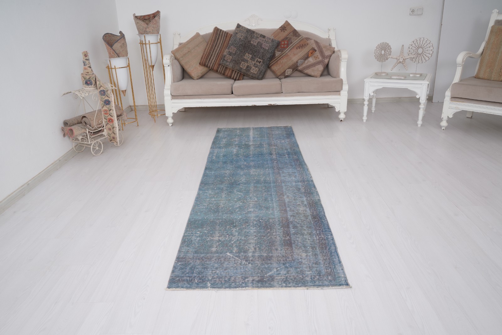2x8 Oushak Vintage Rug Runner Turkish Runner Rug Handmade Natural Small Rug, 66 gallery