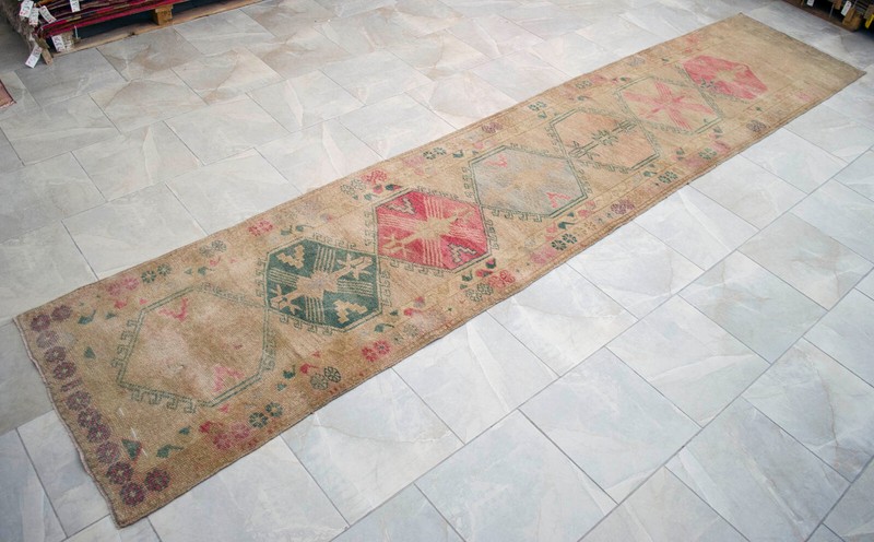 3x14 Runner Rug Hand Made Extra Long Hallway Rug Low Pile Runner 2.10x13.11 ft gallery