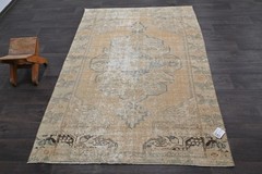 Oushak Turkish Vintage Rug 4×7 Kilim Rug Anatolian Handmade Boho Decor ORANGE