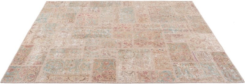 Patchwork 187x151 cm Vintage Hand Knotted Oriental Rug Beige Rectangle gallery