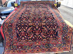 Auth: Antique Heriz RARE Wool Foundation Mystical ART Organic Blue 4×7