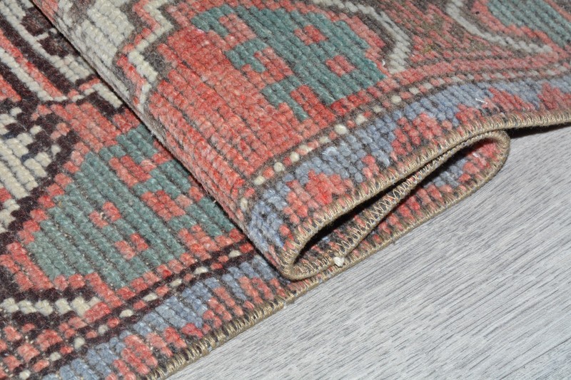 Vintage Distressed Oushak Rug 1'4x3'1 ft, Brown Modern Turkish Rug gallery