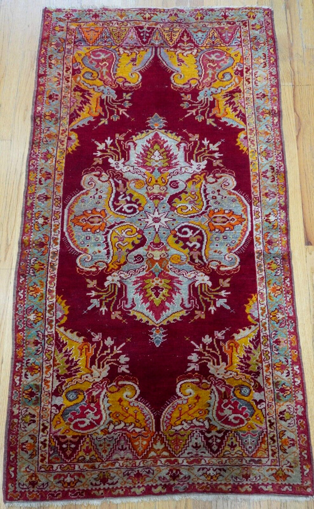 Antique Turkish Oushak Hand Knotted 100% Wool Colorful Rug 3' x 6'