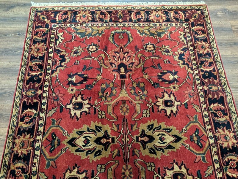 Indo Per'sian Sarouk Rug 6x9, Mahal Carpet, Wool, Allover Pattern, Red gallery