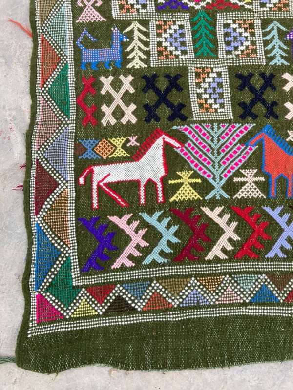Vintage Traditional Handmade Beautiful Moroccan Kilim Floor Rug Carpet 98x52 cm gallery