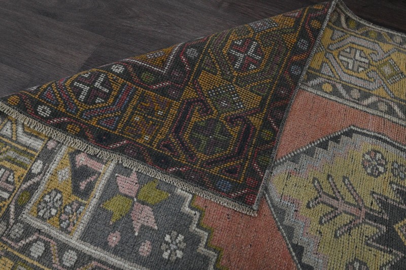 Oushak Turkish Vintage Rug 3x6 Kilim Rug Anatolian Handmade Boho Decor PEACH gallery