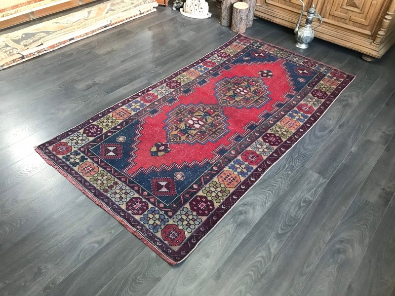 3.8x8.1 Large Vintage Red Turkish Oushak Rug gallery
