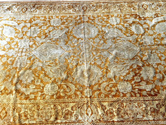 Authentic 19c Woven Area Rug French/Turkish Style Gold/Beige/Floral/Lotus/Animal