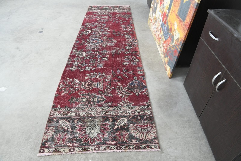Turkish Rug Runner Hand-Knotted Carpet Vintage Runner Rug Oushak Rug 3x12 ft,388 gallery