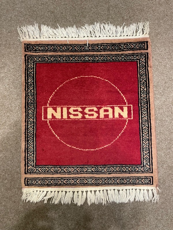 Handmade Nissan Logo Rug 2'x2' – Afghan Mini Carpet | JDM Car Decor | Rare Auto gallery