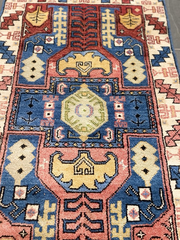 VINTAGE TURKISH RUG KAZAK DESIGN BRIGHT COLORFUL HAND KNOTTED WOOL gallery