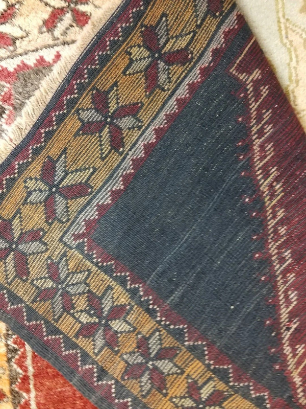 Rare Primitive Cr1930-1939s Antique Multi-Colored Wool Pile Tribal Rug 4x7ft gallery