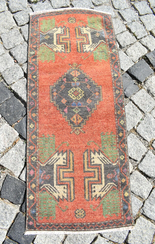 Vintage Turkish Rug 1'5'' x 3'6'' ft Anatolian Muted Dye Oushak Small Area Rug gallery