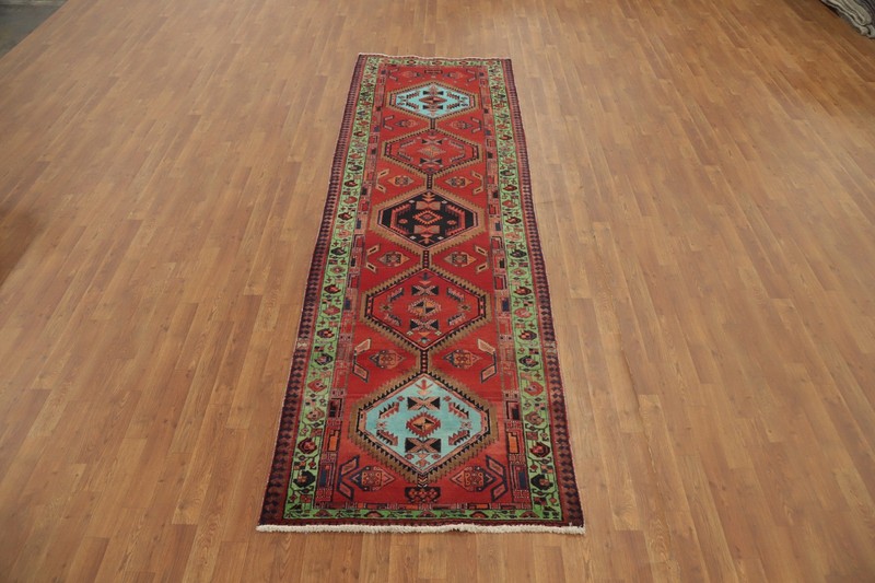 Geometric Tribal Traditional Wool Hand-knotted Vintage 11 ft Runner Rug 3x11 gallery