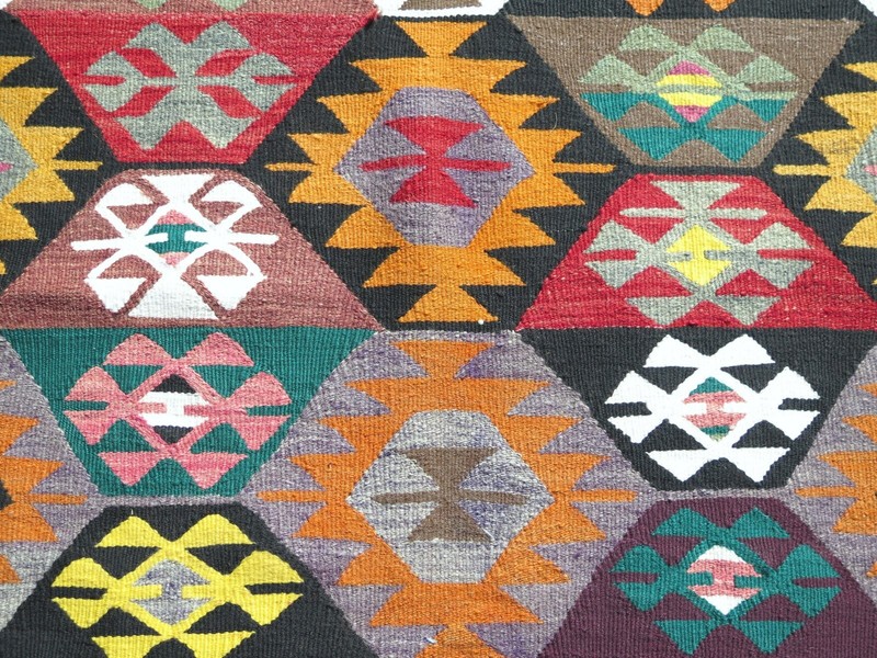 AreaRug, Vintage Turkish Denizli Kilim, Large Rug, Kelim Teppich Carpet 69"x122" gallery
