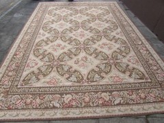 Vintage Hand Made French Design Wool Brown Large Original Aubusson 433X302cm