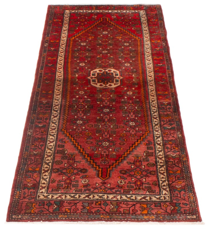 3'7" x 9'11" Vintage Hand-knotted Runner Rug Traditional Oriental Wool Carpet gallery