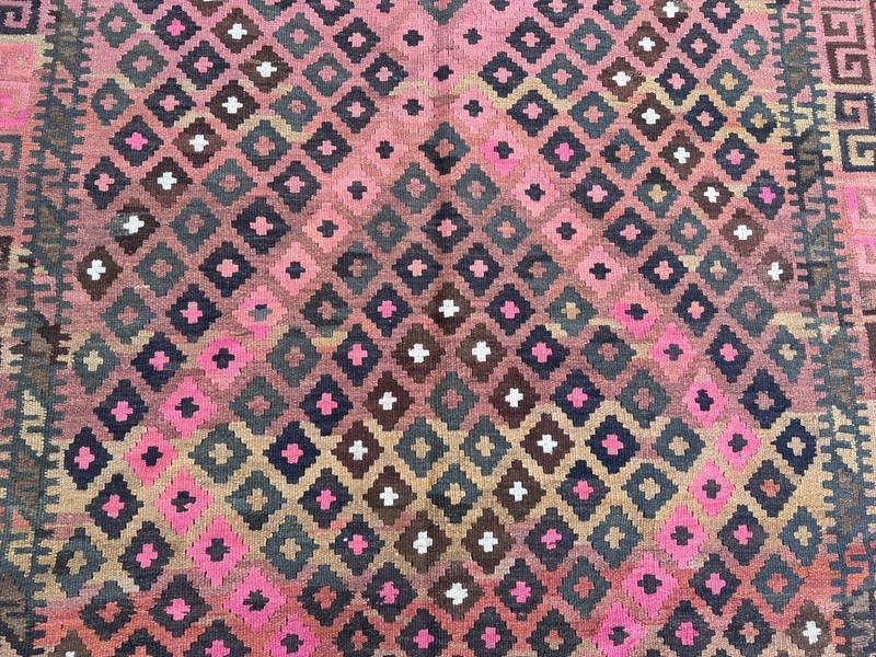 Antique Afghan Flat Weave Kilim Rug 6'6 x 9'9 Ft Oriental Tribal Wool Area Rug gallery