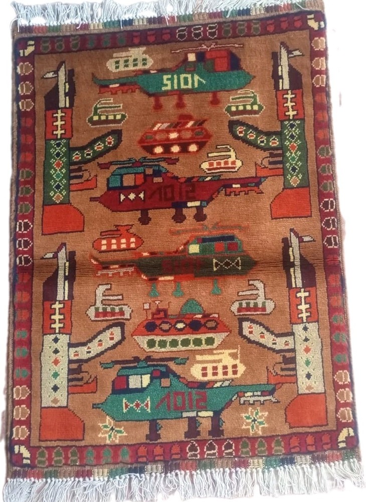 Handmade Afghani War Rug Great Quality Beautiful Design Size 81x57cm